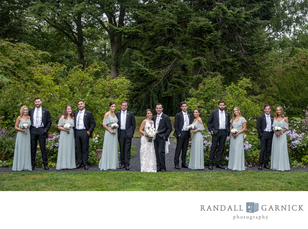 Bridal party group photo Blithewold Mansion wedding