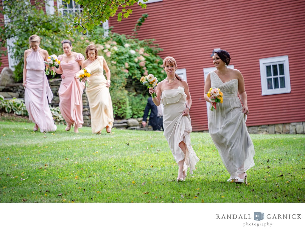 bridesmaids-colorful-dresses-riverside-farm-vermont