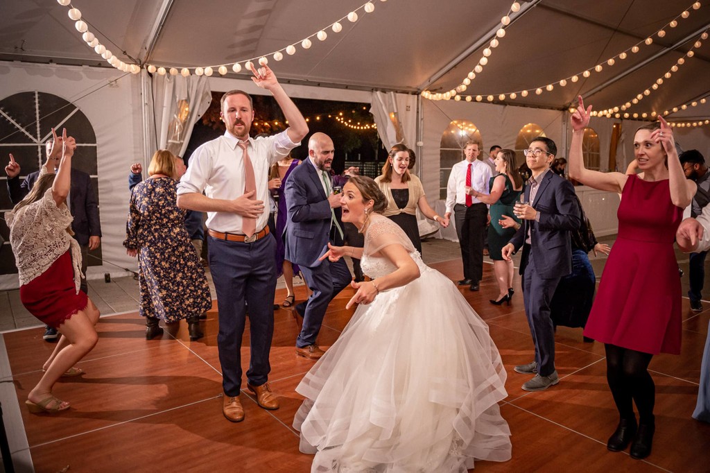 Bride leading reception dance at Elm Bank weddings