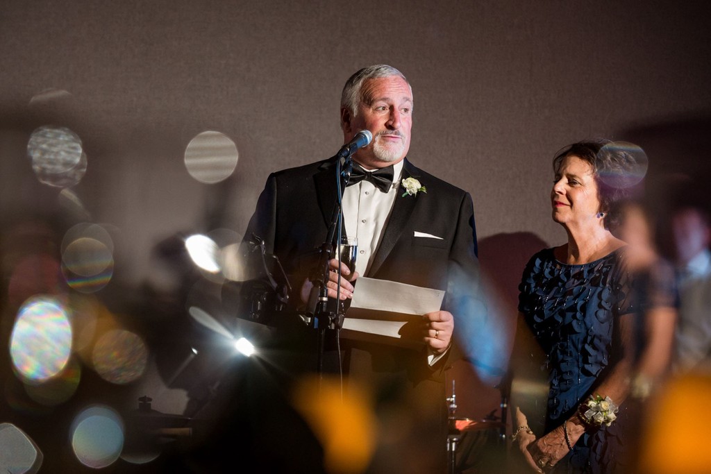 Father of the bride makes speech during the wedding reception