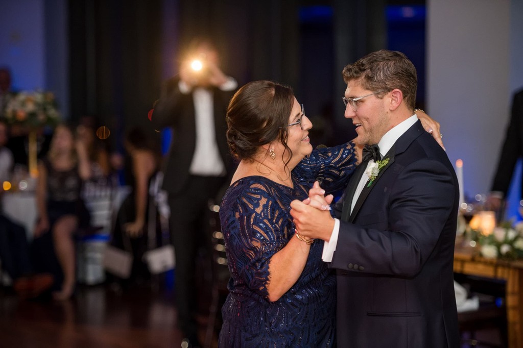 Groom dancing with his mom during Boston wedding reception