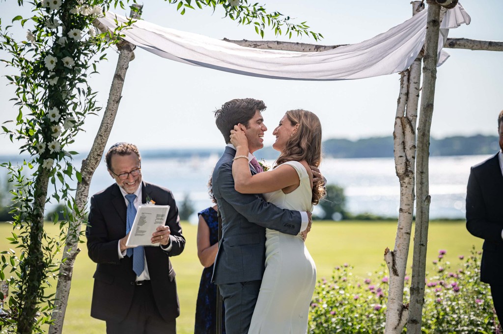 Blithewold Mansion wedding ceremony with ocean view