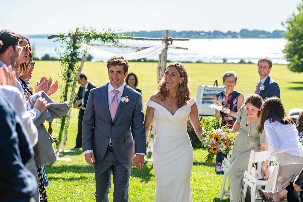 Outdoor ceremony Blithewold Mansion wedding vows