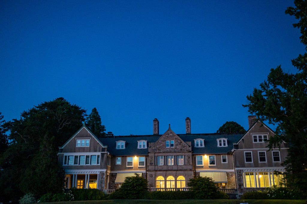 Blithewold Mansion wedding venue at night