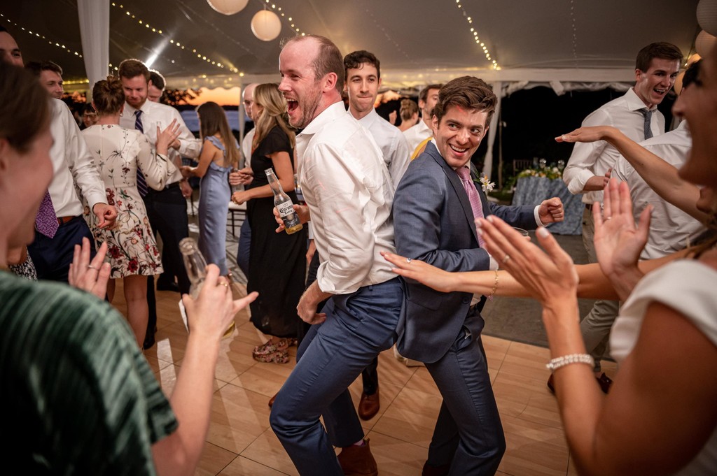 Dancing guests Blithewold Mansion wedding reception