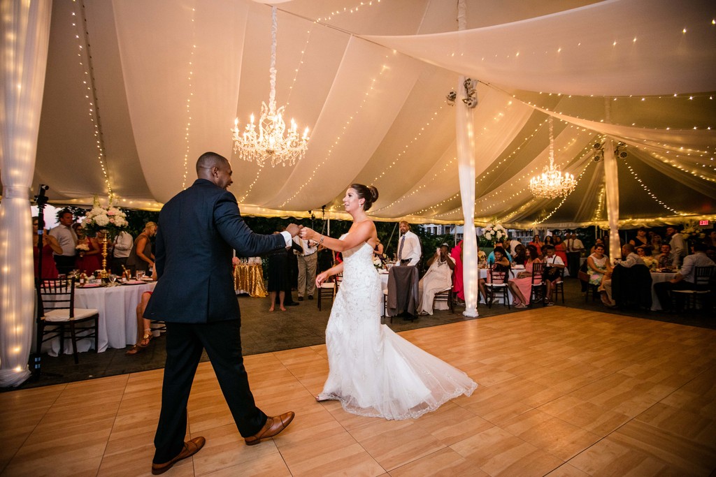 Dramatic first dance Blithewold Mansion wedding reception