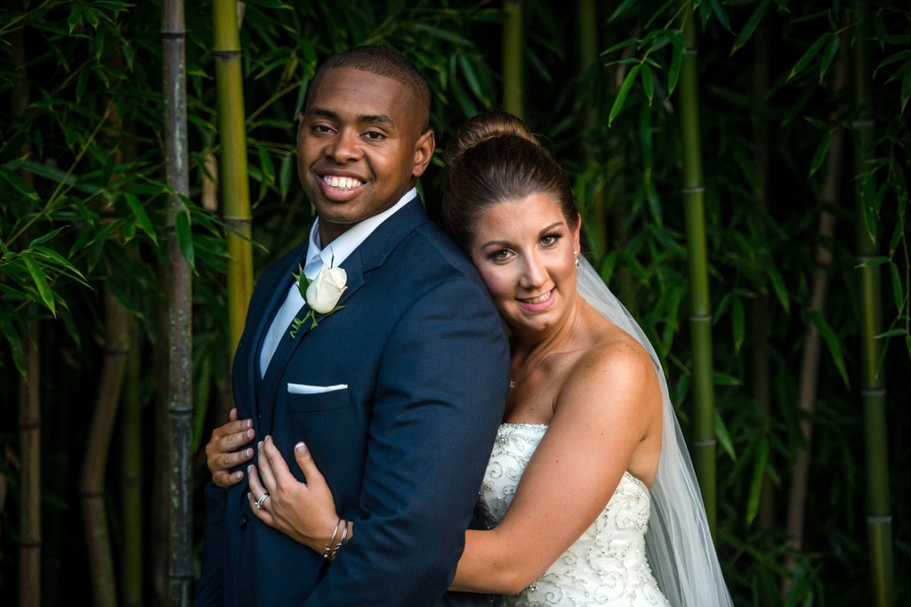 Wedding portrat in the bamboo at a Blithewold Masion wedding