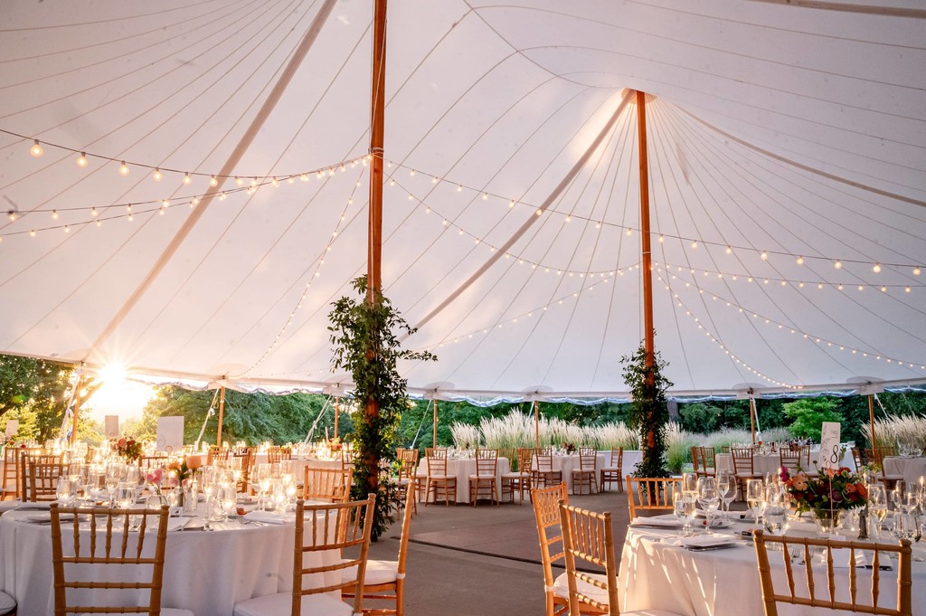 reception tent setup for decordova museum weddings