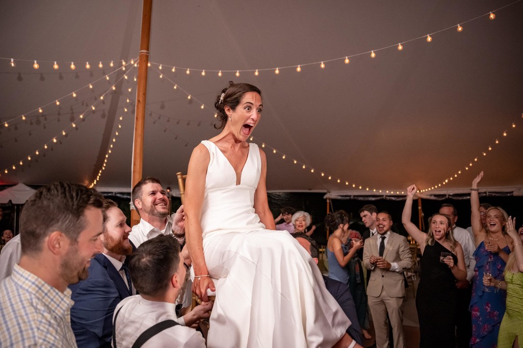 Bride Raised on Chair at deCordova Museum Weddings Hora