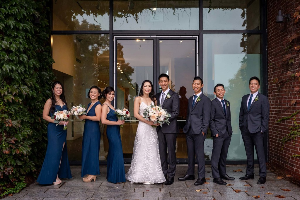 Wedding Party Posing Outside at deCordova Museum Weddings