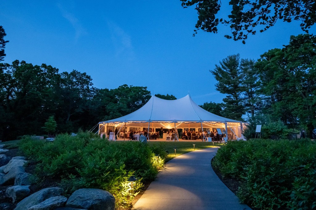 Nighttime Wedding Reception Tent at deCordova Museum Weddings