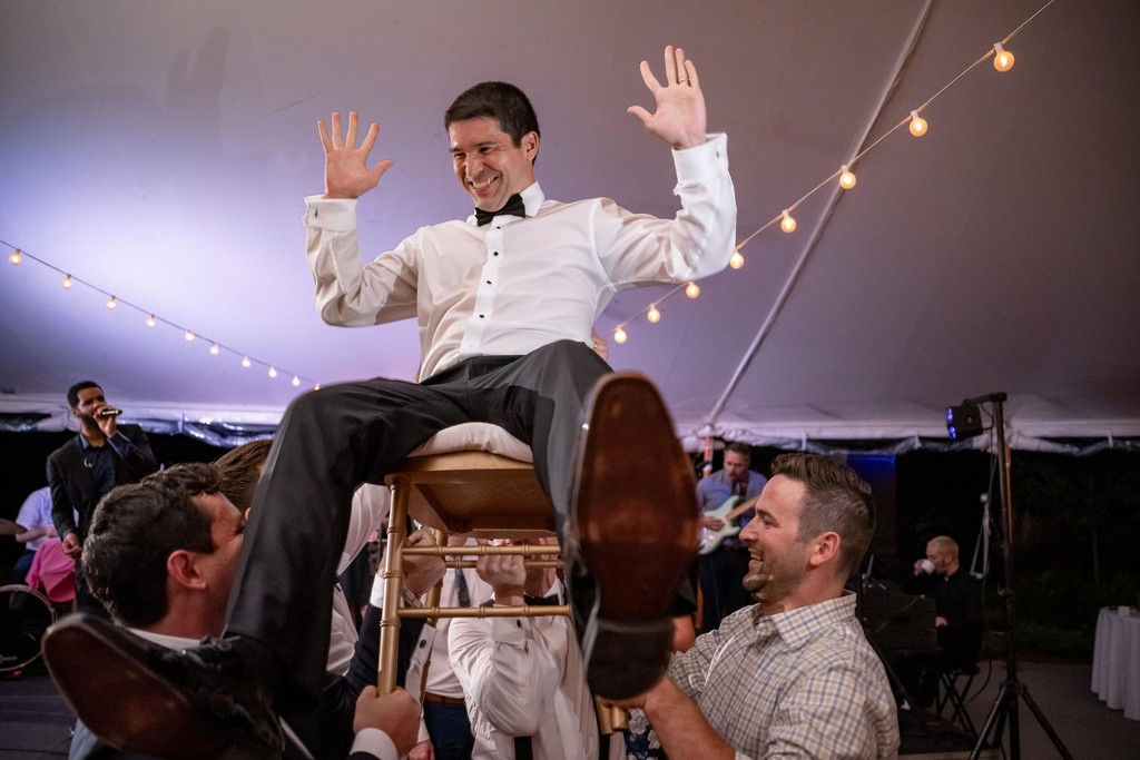 Groom Having Fun at deCordova Museum Wedding Reception