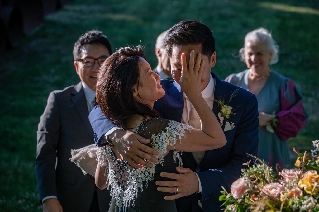 Family blessing the couple at deCordova Museum weddings ceremony