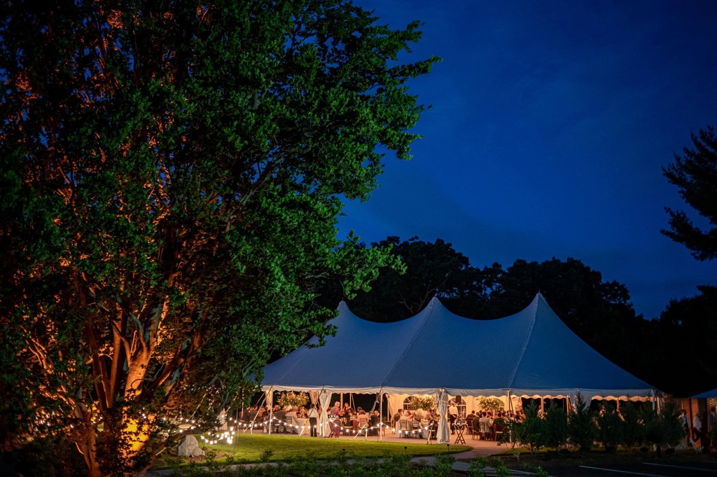 Gorgeous evening reception tent at deCordova Museum weddings