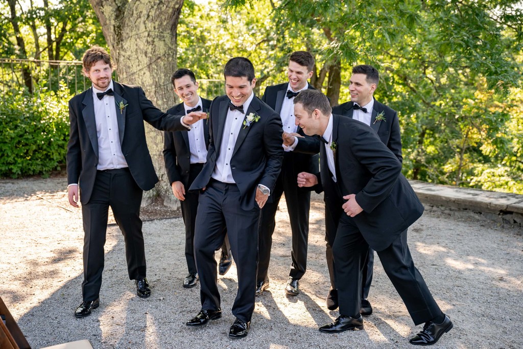 Groomsmen having fun at deCordova Museum weddings