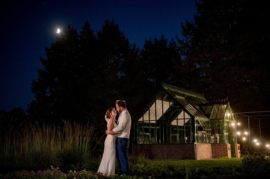 Moonlit wedding portrait at Elm Bank weddings