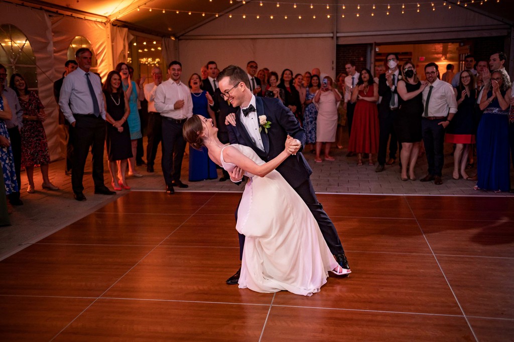 First dance dip at Elm Bank weddings reception