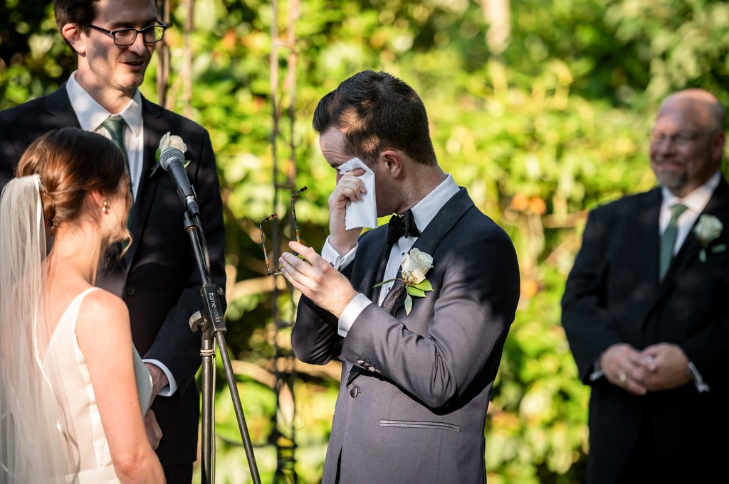 Emotional moment during the ceremony at Elm Bank weddings