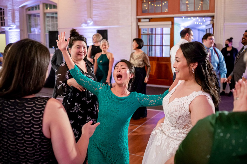 Guests dancing at the lively Elm Bank wedding reception