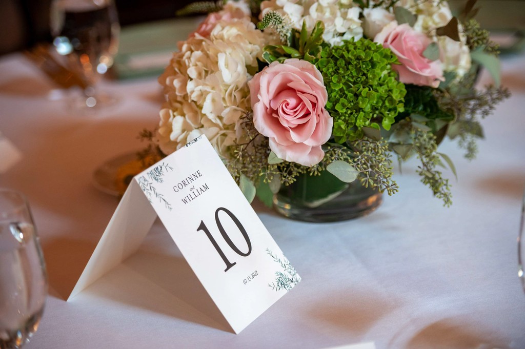 Elegant wedding table setting at Elm Bank wedding reception