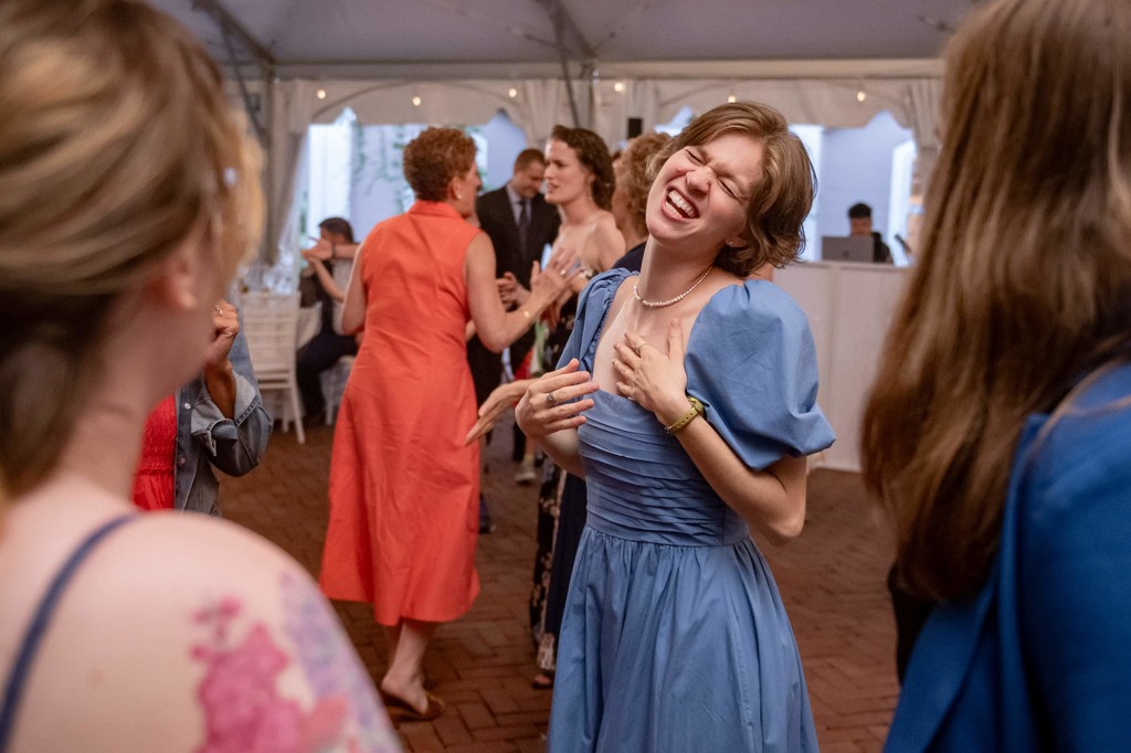 Joyful wedding reception moments at Long Hill in Beverly