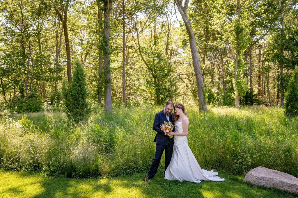 Long Hill wedding couple portrait in a beautiful field