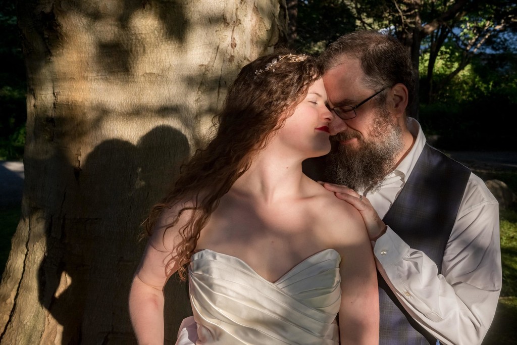 Romantic couple portrait at golden hour at Long Hill wedding