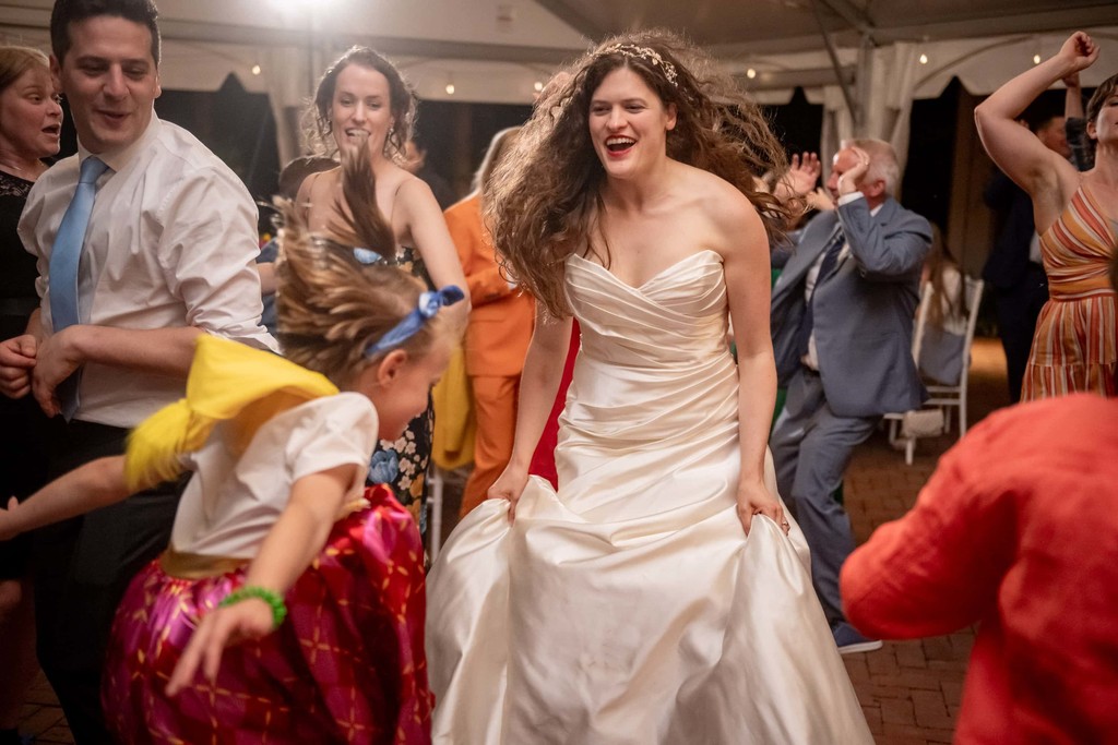 Bride dancing at Long Hill Beverly wedding reception