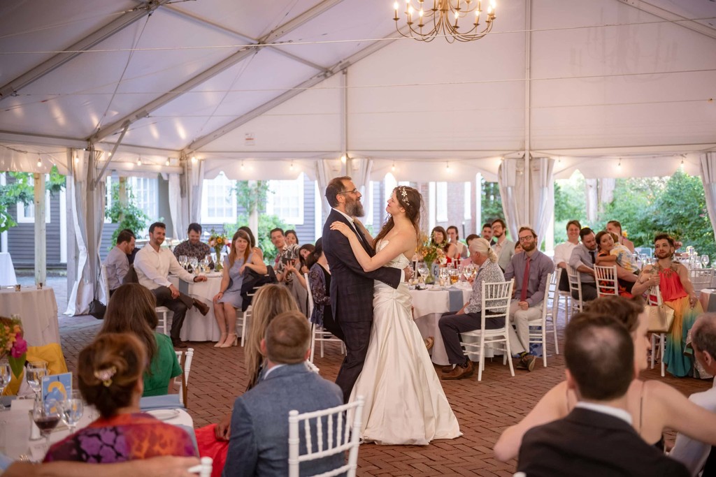 Couple's first dance at Long Hill Beverly wedding reception