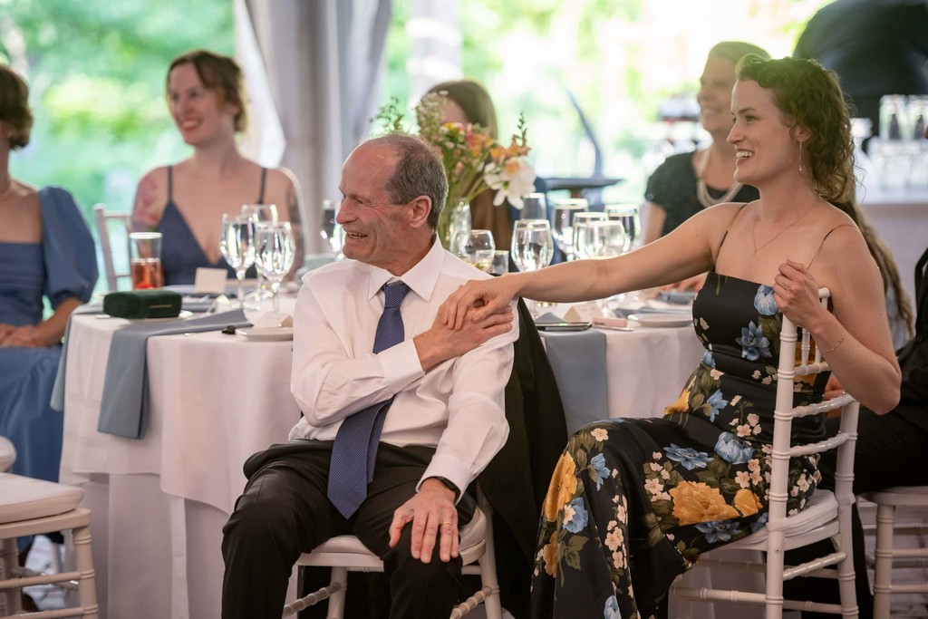 Father-daughter moment during Long Hill wedding reception