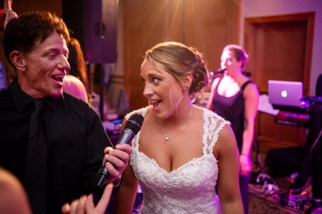 Bride showing her singing skills at a Wequassett wedding