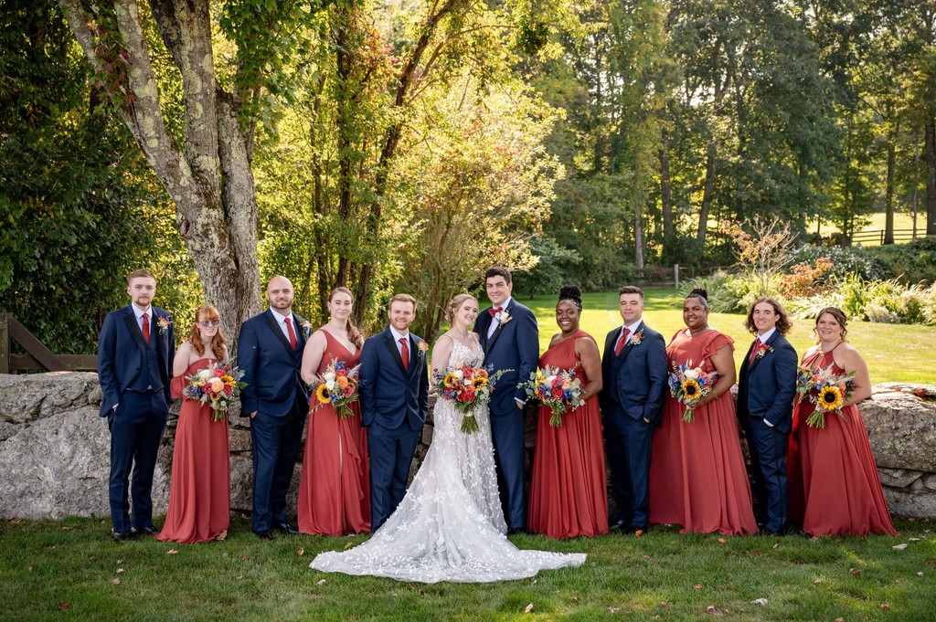 Wedding party portrait | Fern Hill Barn, Spencer MA