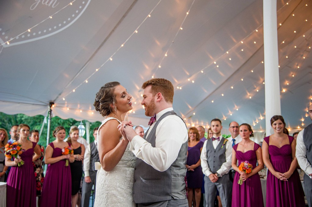 First dance with crowd cheering – Fern Hill Barn reception