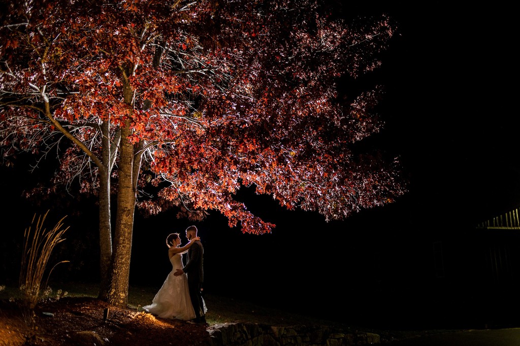Artistic night portrait under tree at Fern Hill Barn