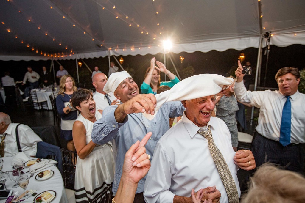 Partying with napkins flying at Fern Hill Barn