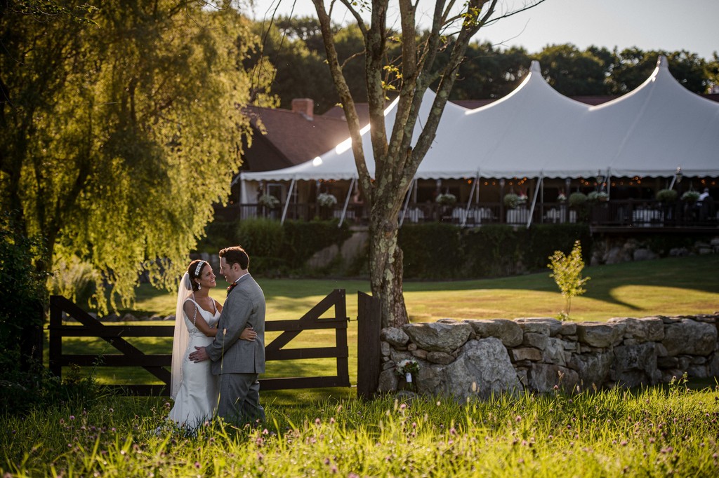 Sunset by the paddock at a Fern Hill Barn wedding