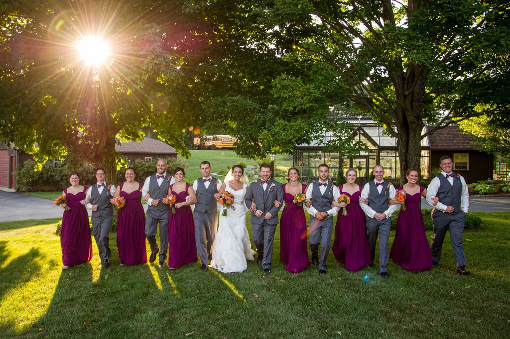 Fern Hill Barn wedding party action photos