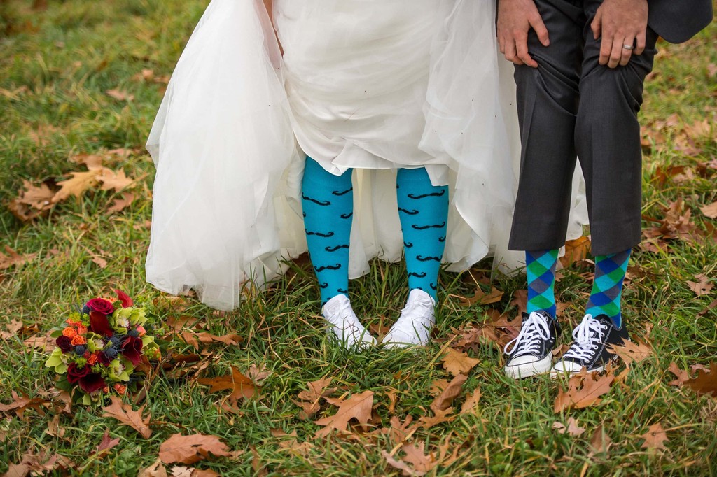 Blue Converse reveal under gown – Fern Hill Barn fun