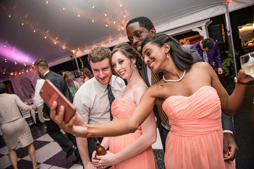 Dance floor selfie during the Fern Hill Barn reception