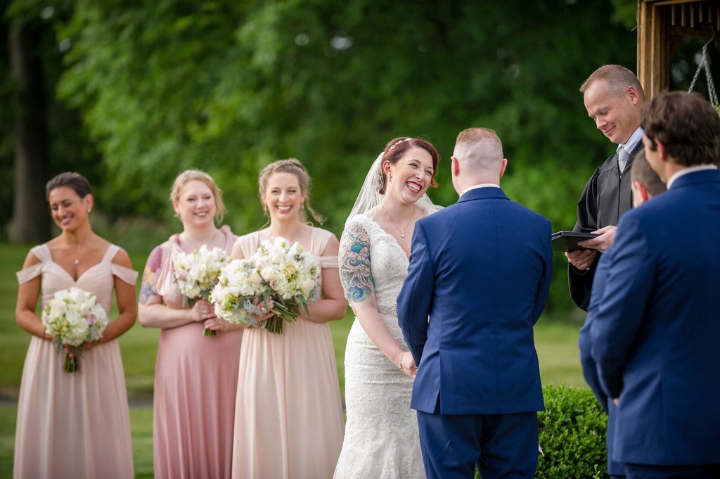 Fern Hill Barn laughing ceremony moment
