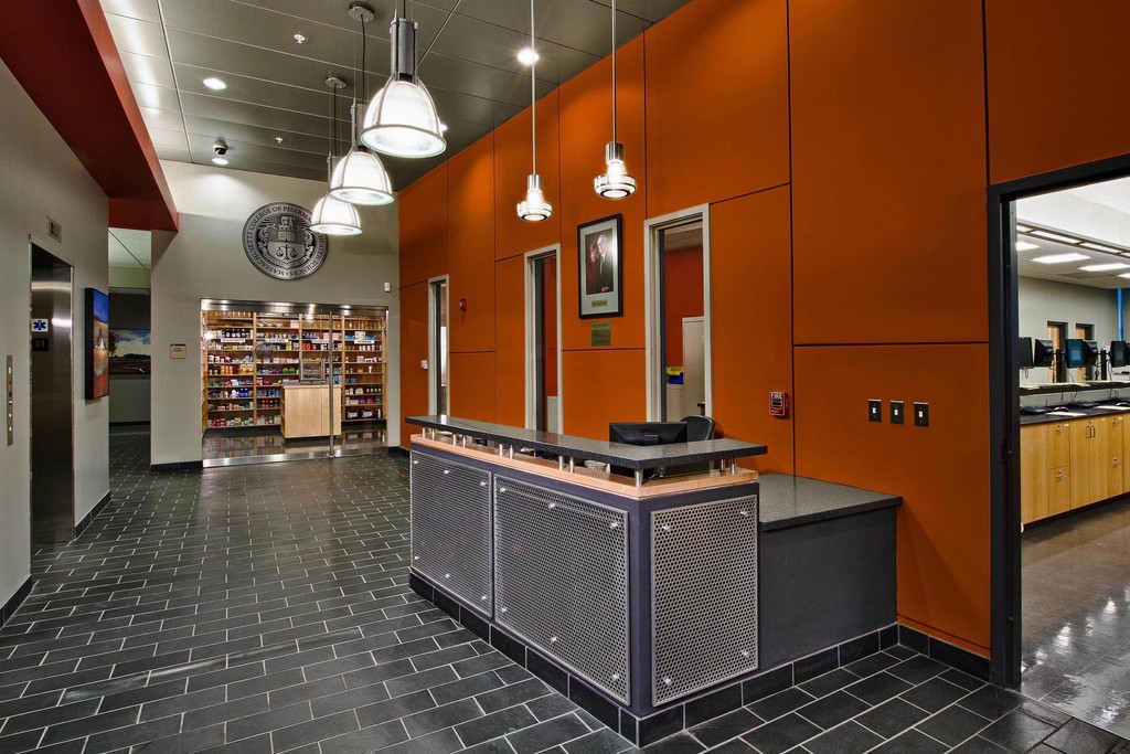 University interior lobby and labs in Boston MA