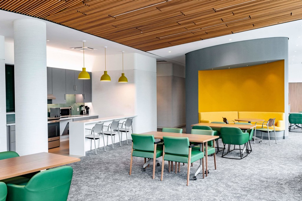 Open concept corporate lounge space interiors