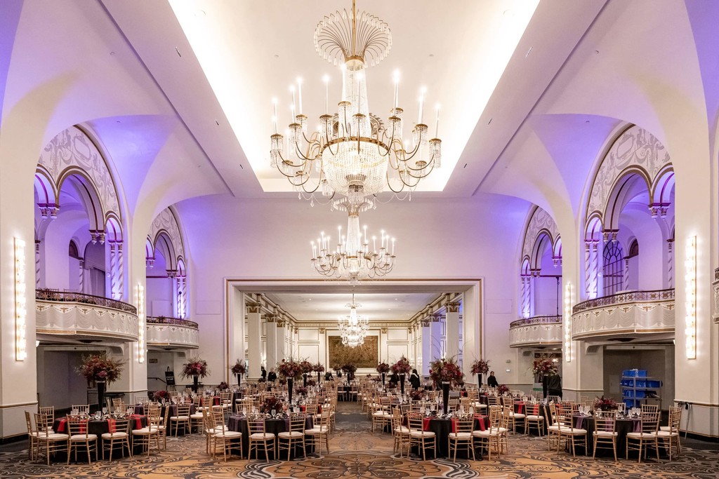 Elegant ballroom reception by Boston event photographer