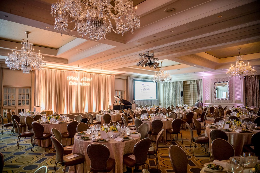 Professional conference setup at Boston luxury hotel