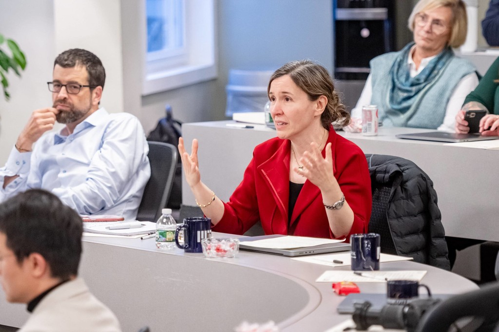 Engaged audience discussion of MIT professors