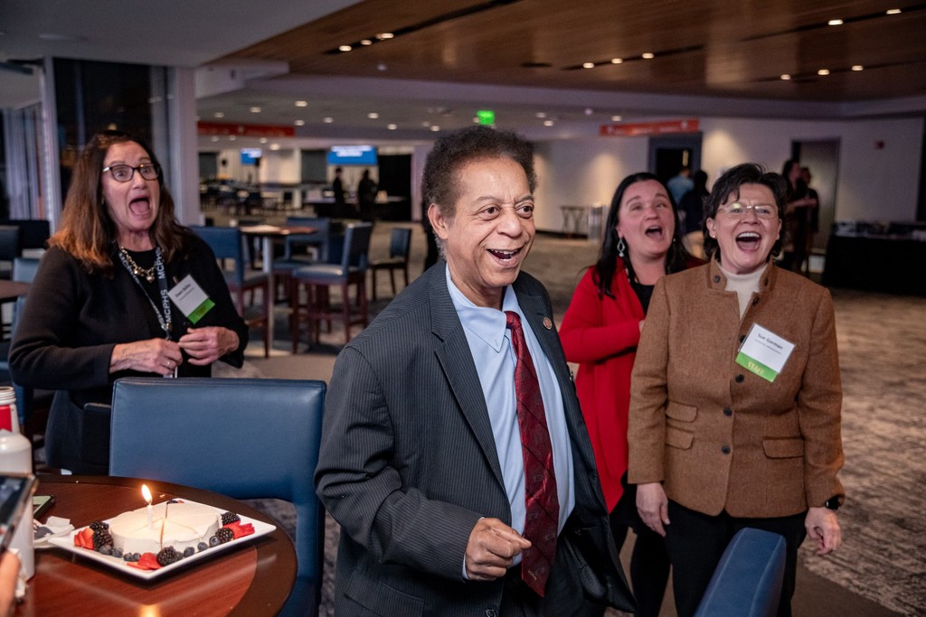 Networking laughs captured by Boston event photographer