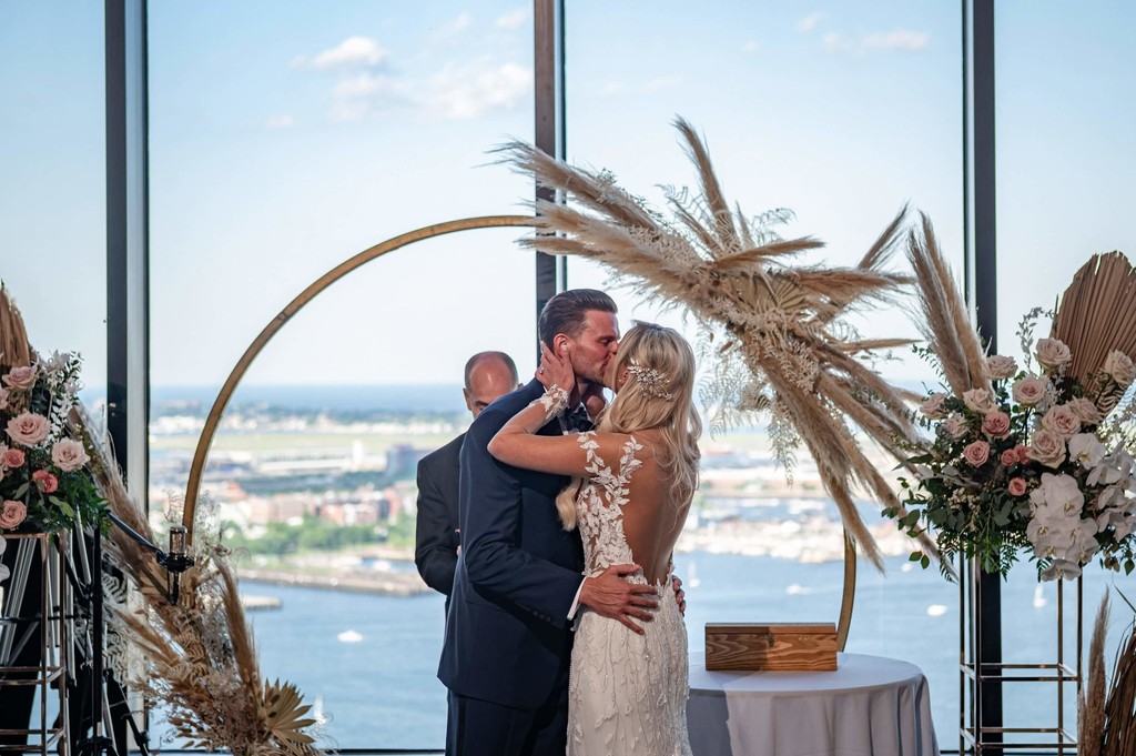 Circular ceremony arch at State Room wedding