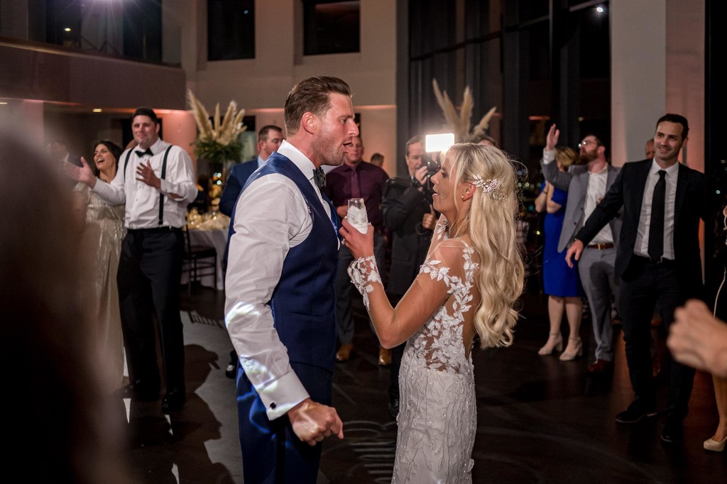 Bride and groom dancing at State Room Boston wedding