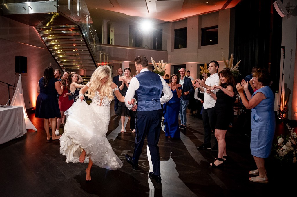 Reception dancing at downtown Boston wedding