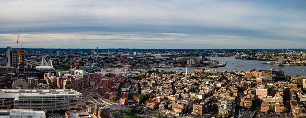 Overhead cityscape from State Room windows